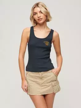 Топ в рубчик Athletic Essential Superdry, черничный темно-синий
