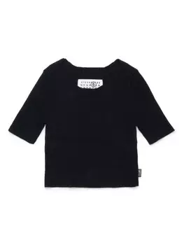 Топ в рубчик MM6 Maison Margiela Kids, черный
