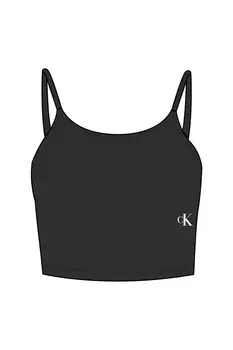Топ в рубчик с бретелями Calvin Klein, черный