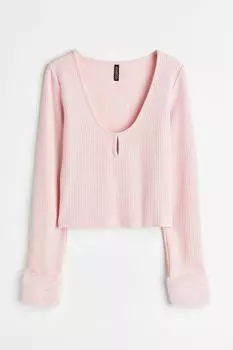 Топ в рубчик с длинными рукавами H&M