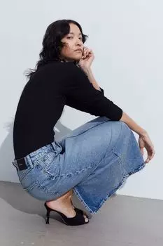 Топ в рубчик с длинными рукавами H&M