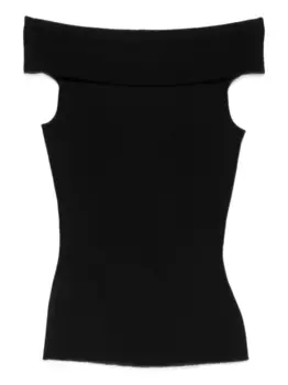Топ в рубчик с открытыми плечами Givenchy, черный
