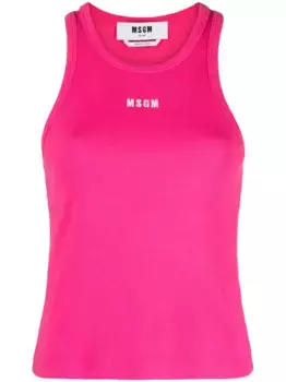 Топ в рубчик с вышитым логотипом MSGM, розовый