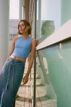 Топ в рубчик ZARA, светло-синий