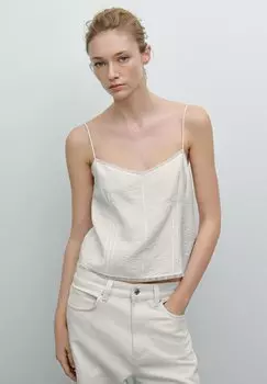 Топ WITH BUTTON Massimo Dutti, белый