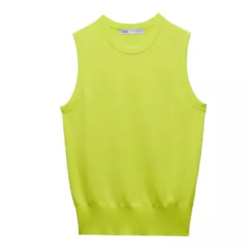 Топ Zara Basic Knit, зеленый