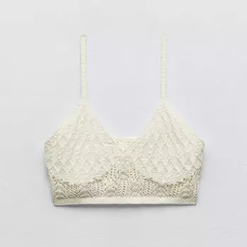 Топ Zara Chenille, бежевый