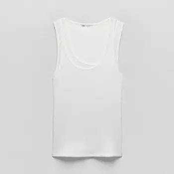Топ Zara Double-strap Ribbed, белый