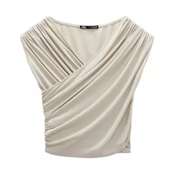 Топ Zara Draped, светло-серый
