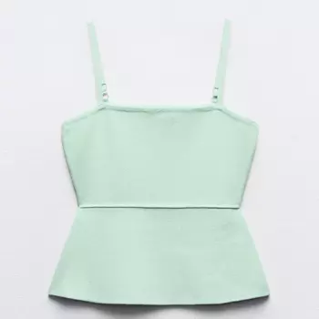 Топ Zara Plain Strappy Knit, бирюзовый