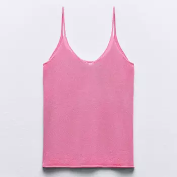 Топ Zara Plain Strappy Knit, розовый