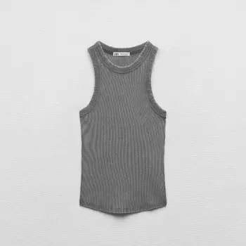 Топ Zara Ribbed Faded, серый