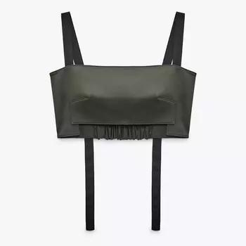 Топ Zara Wool Blend Crop, хаки