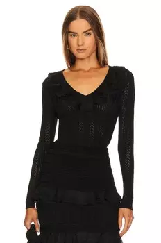 Топ Zimmermann V-Neck Ruffle, черный