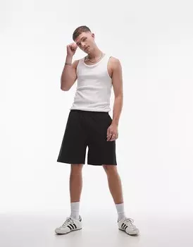 Topman – Airtex – Чёрные шорты оверсайз