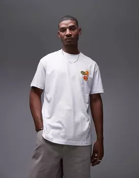 Topman – белая футболка оверсайз с изображением вишни