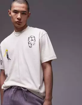 Topman - Белая футболка оверсайз с рисунками