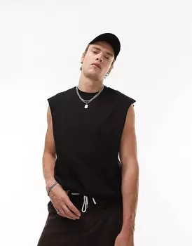 Topman – черная свободная футболка без рукавов