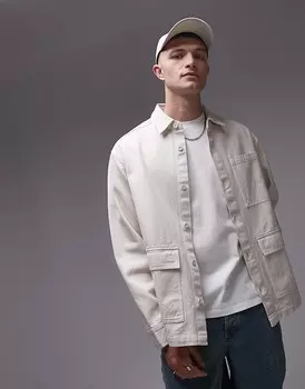 Topman – кремовая рубашка с длинными рукавами