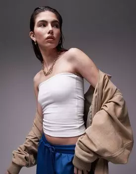 Topshop белый топ без бретелек