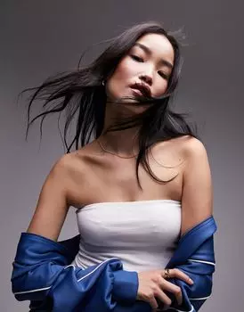 Topshop – Белый удлиненный топ-бандо