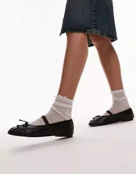 Topshop - Brooke - Черные кожаные балетки без подкладки