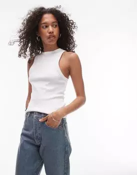 Topshop - Canotta slim bianca a Coste