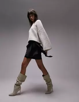 Topshop – черная мини-юбка с драпировкой