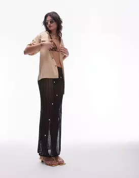 Topshop – Черная прозрачная трикотажная юбка