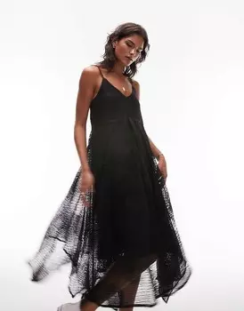 Topshop — Черное платье миди крючком