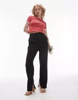 Topshop – черные брюки с разрезом