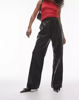 Topshop – Черные джоггеры из искусственной кожи