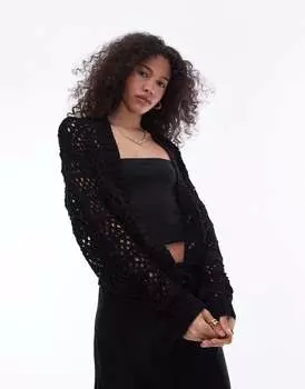 Topshop - Черный вязаный кардиган со строчкой