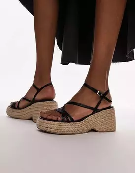 Topshop – Jess – Черные эспадрильи на танкетке