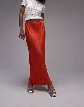 Topshop – красная юбка миди со складками