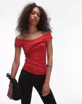 Topshop – Красный топ с запахом Carmen