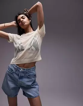 Topshop – Лимонно-желтая прозрачная трикотажная футболка