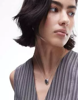 Topshop – Нева – Посеребренное колье с подвеской