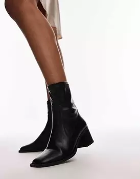 Topshop – Nicola – Черные ботильоны на толстом каблуке