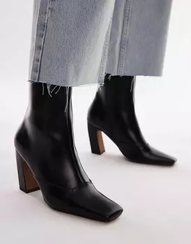 Topshop – Nyla – Черные ботильоны на скошенном блочном каблуке