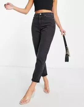 Topshop - Original - Потертые черные джинсы Mom
