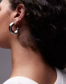 Topshop - Paz - Водостойкие серебряные серьги-кольца из нержавеющей стали