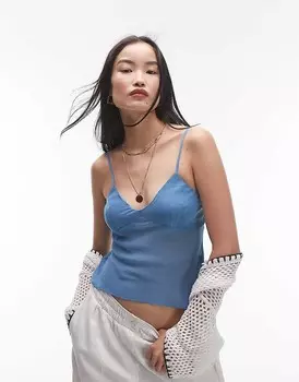 Topshop - Прозрачная джинсовая майка синего цвета