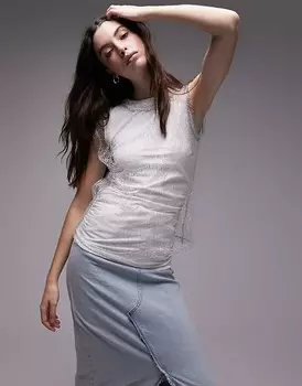 Topshop = Прозрачный многослойный топ белого цвета =