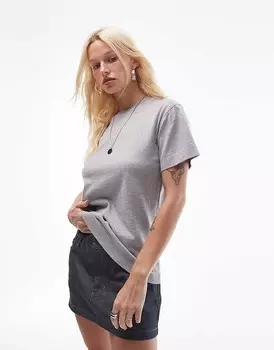 Topshop – Серая мелановая футболка прилегающего кроя