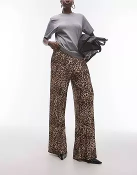 Topshop Tall – плиссированные брюки с леопардовым принтом