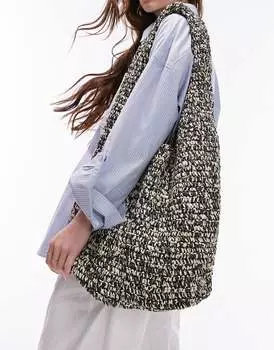 Topshop - Tara - Черная соломенная сумка на плечо без подкладки