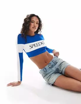 Топы Speedo Swim с цветными блоками, укороченный топ с длинными рукавами в турецком море