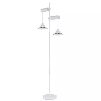Торшер, дерево, керамика, белый, 2 лампочки, H 168 см etc-shop