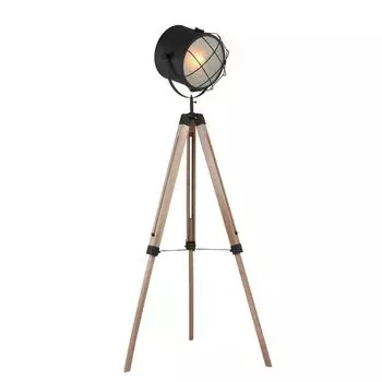 Торшер Steinhauer Dyce 1-лампочка дерево/черный матовый 60x60см, коричневый